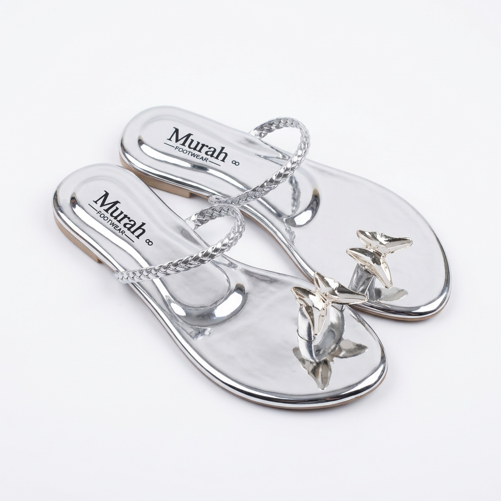 Silver Butterfly Jelly Thong Sandals