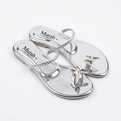 Silver Butterfly Jelly Thong Sandals