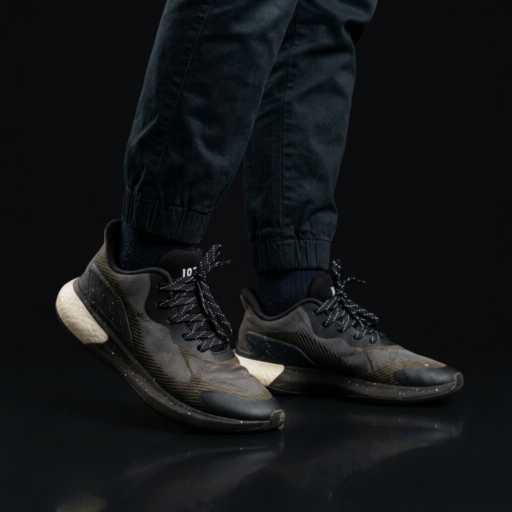 Shadow Low-Top Sneakers — All Black with Cream Sole