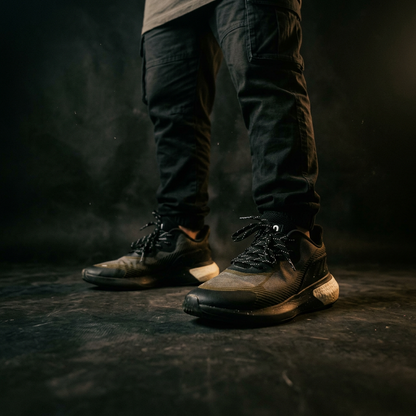 Shadow Low-Top Sneakers — All Black with Cream Sole