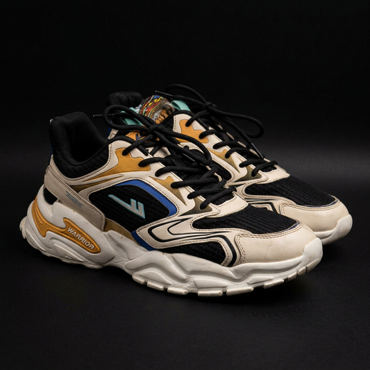 Chunky Retro Sneakers — Cream/Black Multi