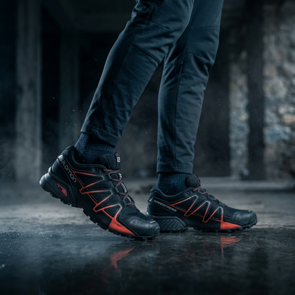 Heavy Duty Grip Sole Sneakers — Black/Orange