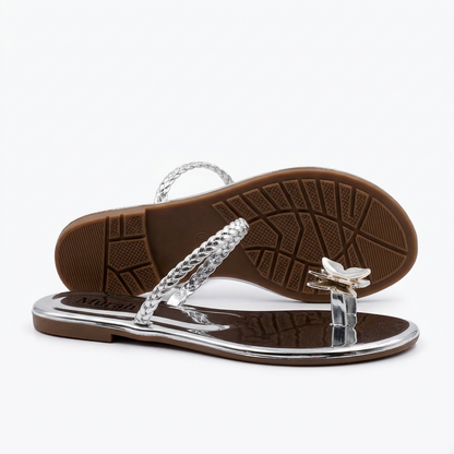 Silver Butterfly Jelly Thong Sandals