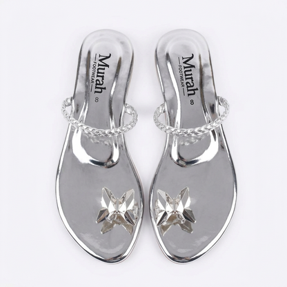 Silver Butterfly Jelly Thong Sandals